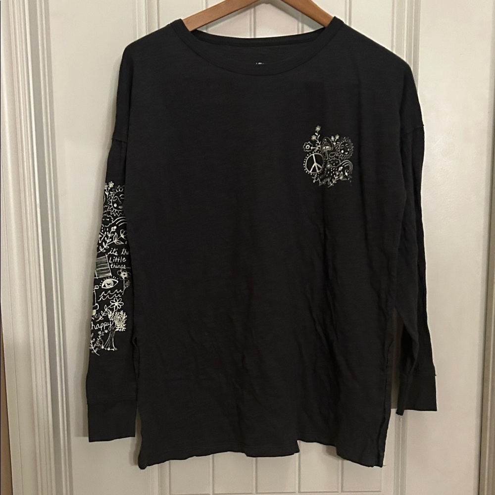 NATURAL LIFE XS oversized  olive green  Cotton Long Sleeve Top
